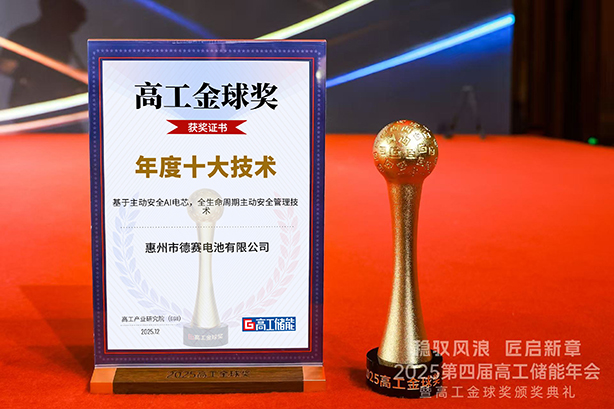 惠州科恩克电池荣获2025高工金球奖